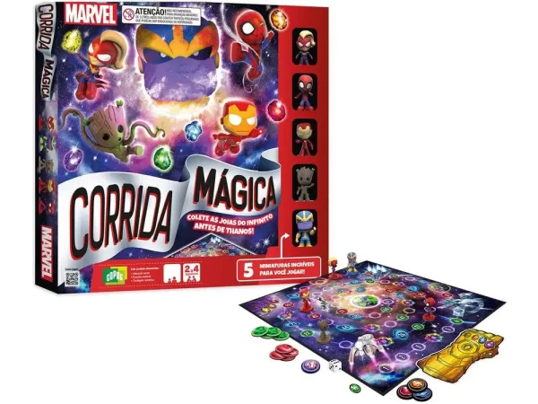 Jogo de Tabuleiro Corrida Mágica Marvel Avengers