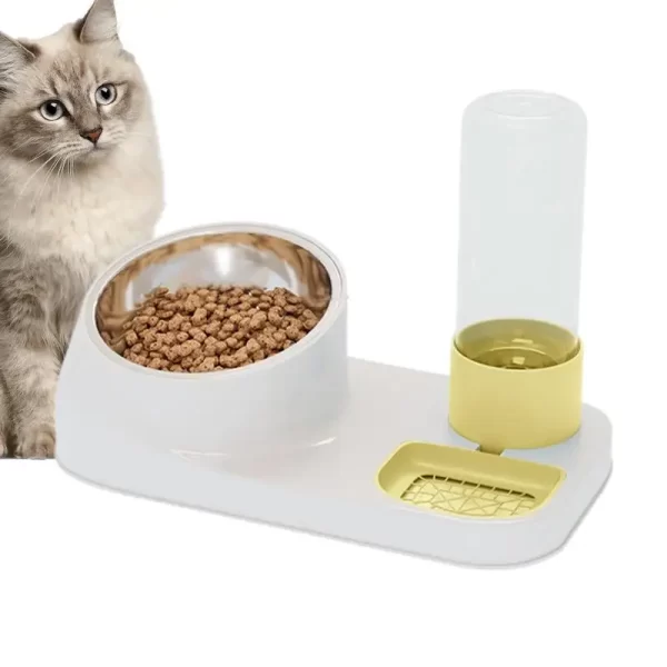 Alimentador de gato e dispensador de água de aço inoxidável lanche tigela waterer antiderrapante alimentador de gato dispensador de comida seca para cães filhote de cachorro