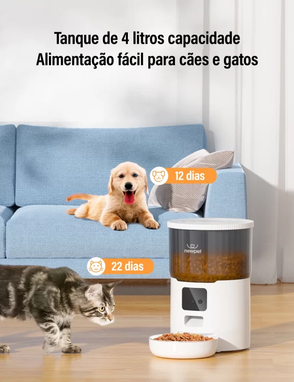 Newpet 4l alimentador automático de cão gato wifi inteligente dispensador de comida para animais de estimação para alimentos secos cães kibble dispensador com controle app tuya - Imagem 3
