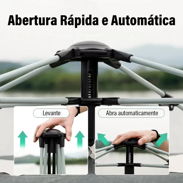 Barraca de acampamento pop-up automática, barraca de acampamento de abertura rápida para acampamento de caminhada familiar, com bolsa de transporte, 4 pessoas - Imagem 5