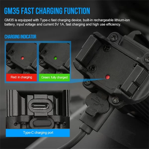 [Em estoque]Trustfire GM35 Lanterna Tática 1350 Lumen tipo c usb recarregável armas de luz Tocha para Gl0ck Picatinny - Imagem 5