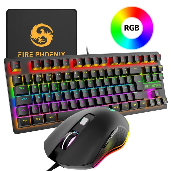Kit De Teclado Mecânico E Mouse Gamer 3200 Dpi Com Fio Abnt2 Iluminação Led Rgb Switch Blue 60% Preto Be-k1 Luuk Young - Imagem 2