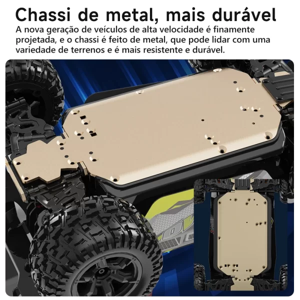 Carro de controle remoto com LED e chassi de metal para crianças, High Speed Drift Monster, 4WD RC Car, caminhão 4x4, 2300PRO, 1:16, 50 kph - Imagem 3