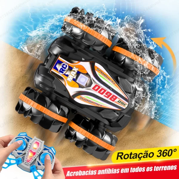 Amphibious Remote Control Stunt Car, Double-Sided Flip Vehicle, Rádio 4WD Drift, Off-Road, Brinquedos ao ar livre para meninos, Presente das crianças - Imagem 2