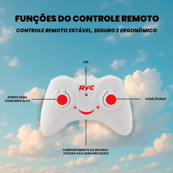 Brinquedo Helicóptero Sensorial Voador Controle Remoto Recarregável - Imagem 5