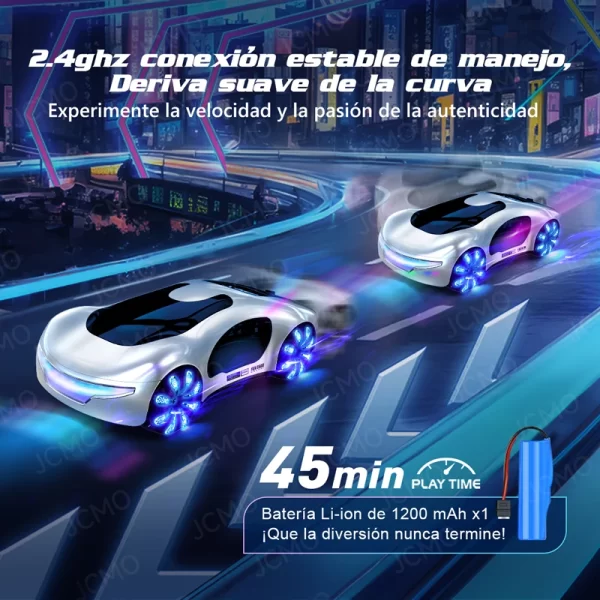 Carro de controle remoto novo conceito de energia rc drift carro 4wd drive dublê carros brinquedo com estação carregamento legal dupla spray música luz - Imagem 6