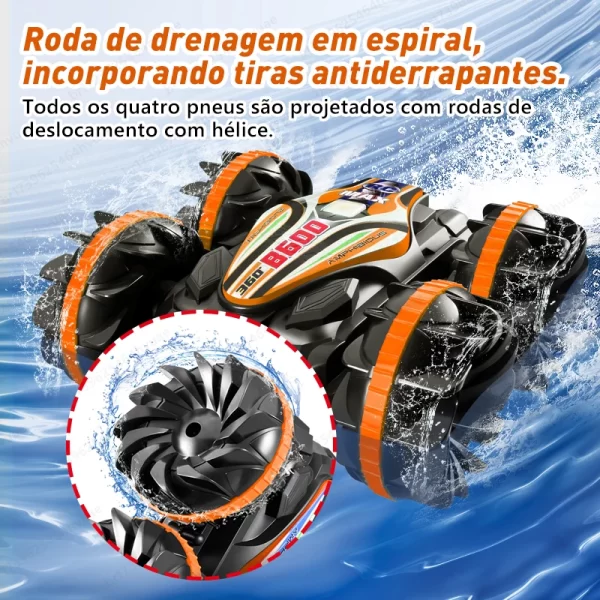 Amphibious Remote Control Stunt Car, Double-Sided Flip Vehicle, Rádio 4WD Drift, Off-Road, Brinquedos ao ar livre para meninos, Presente das crianças - Imagem 6