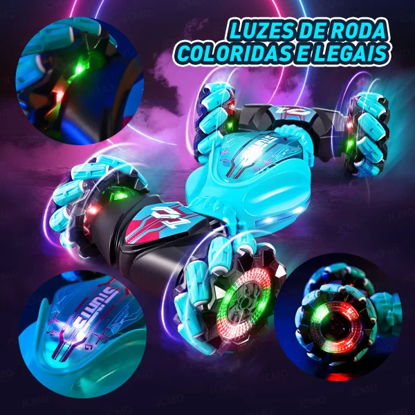Carro acrobático RC 4WD 360 ° Carro de escalada rotativo 2.4g, carro de controle remoto sem fio, brinquedo para menino, veículo elétrico, presente com música e luz - Imagem 3