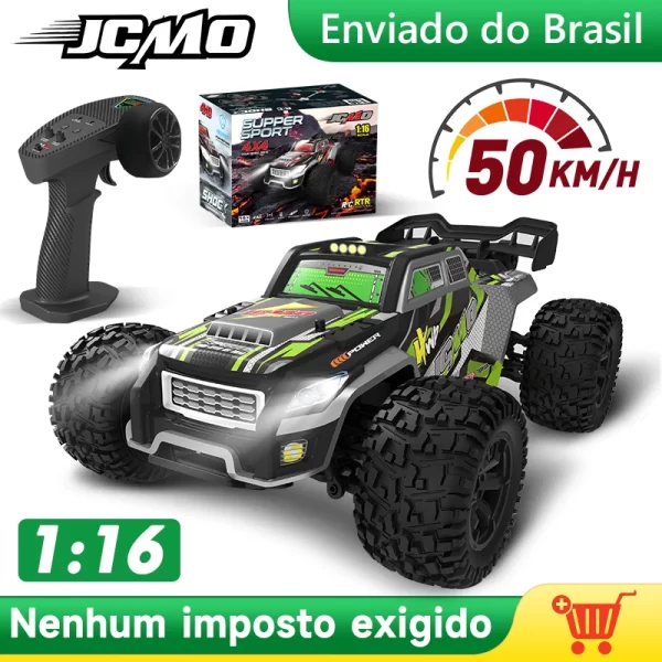 Carro de controle remoto com LED e chassi de metal para crianças, High Speed Drift Monster, 4WD RC Car, caminhão 4x4, 2300PRO, 1:16, 50 kph