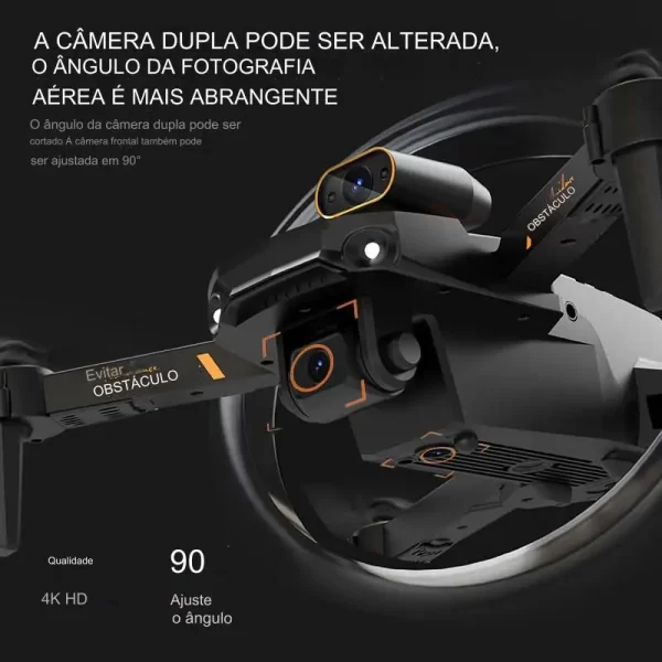 Drone com Câmera 4K HD S91 Wifi 5G Sensor Anti Colisão Baterias - Imagem 3