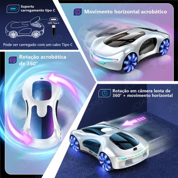 Carro de controle remoto novo conceito de energia rc drift carro 4wd drive dublê carros brinquedo com estação carregamento legal dupla spray música luz - Imagem 5